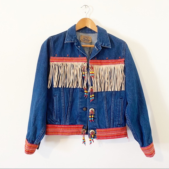 Vintage Jackets & Blazers - Vintage Plain Pocket Embellished Denim Jacket